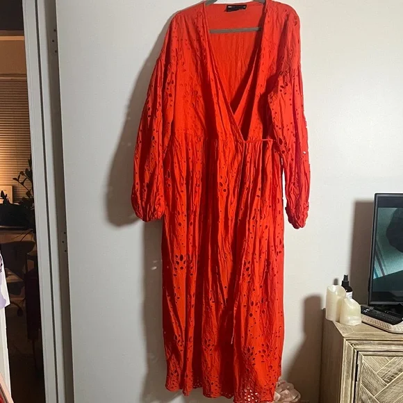 ASOS Vibrant Orange Long Sleeve Dress - Picture 1 of 12